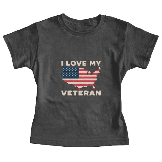 I Love My Veteran USA Flag American Memorial Day Baby Tees