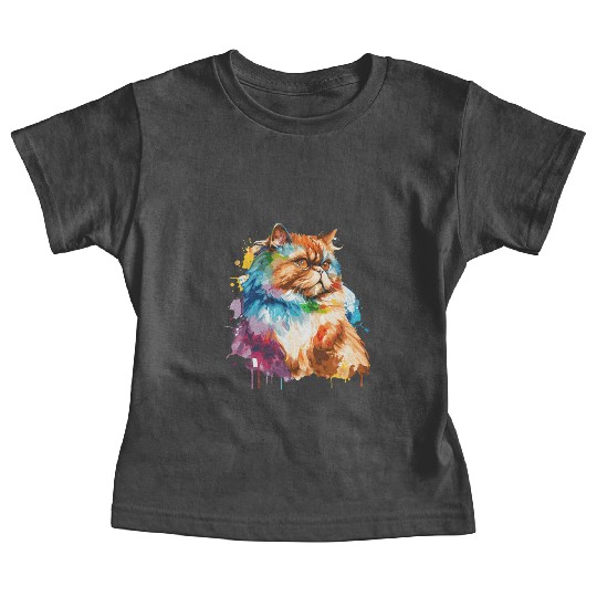 Watercolor Persian Cat Colorful Persian Cats Lover Baby Tees