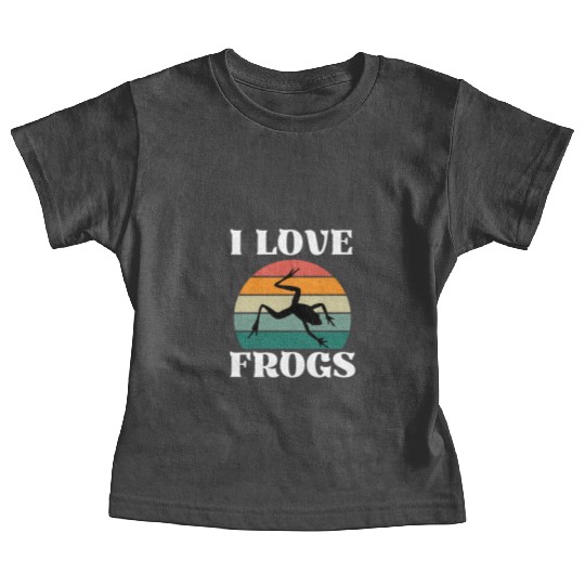 I LOVE FROGS RETRO SUNSET Baby Tees