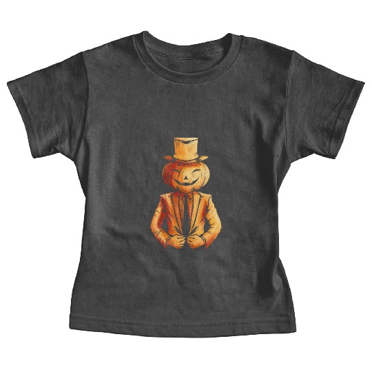 Realistic Jack O Lantern Pumpkin Man In Suit Baby Tees