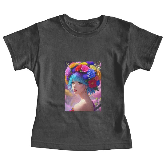 Spring Girl with a bouqet of flowers garland #21 Baby Tees