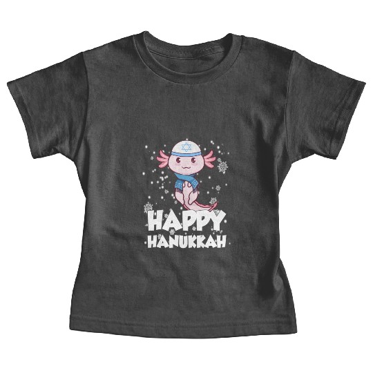 Happy Hanukkah Axolotl Kawaii Cute Axolotl Lover Baby Tees
