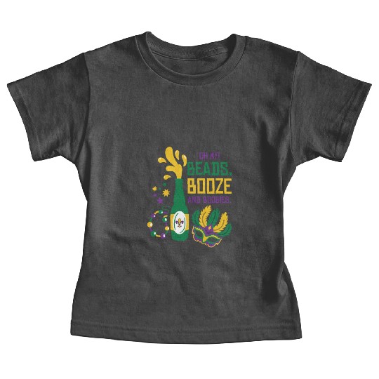 Mardi Gras Carnival Mask Beer Beads Boobies Baby Tees