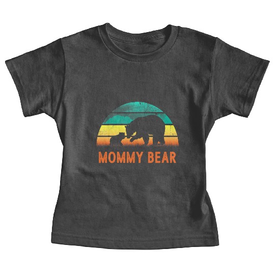 Mommy Bear One Cub Vintage Sunset Mother's Day Baby Tees