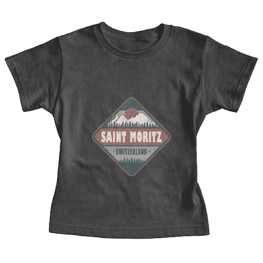 Saint Moritz Switzerland Vintage Hiking Design Baby Tees