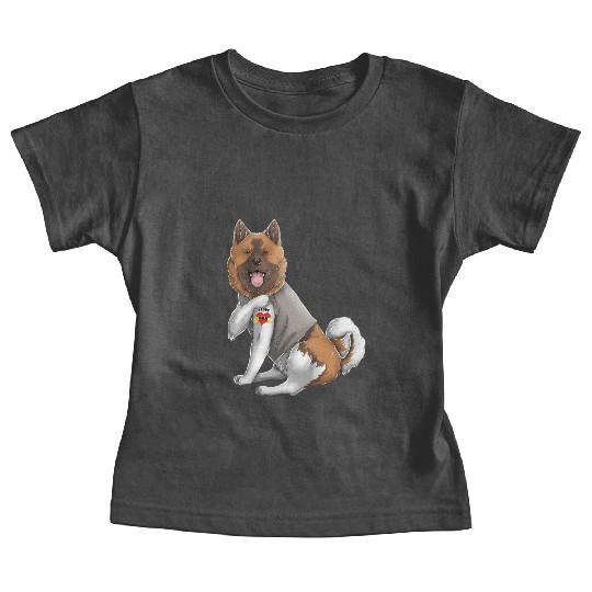 American Akita I Love Mom Tattoo Dog Mothers Day Baby Tees