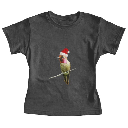 Hummingbird Santa Cute Christmas Hat Design for Bi Baby Tees