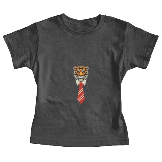 Orange Red Beige Colorful Tiger With Tie Baby Tees