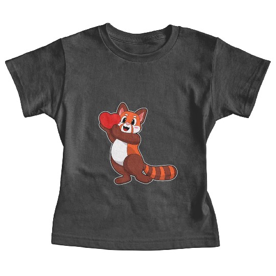 Red Panda At Love With Heart Baby Tees