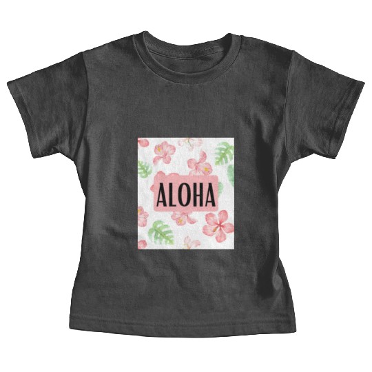 Aloha Pink Hibuscus Pattern Baby Tees