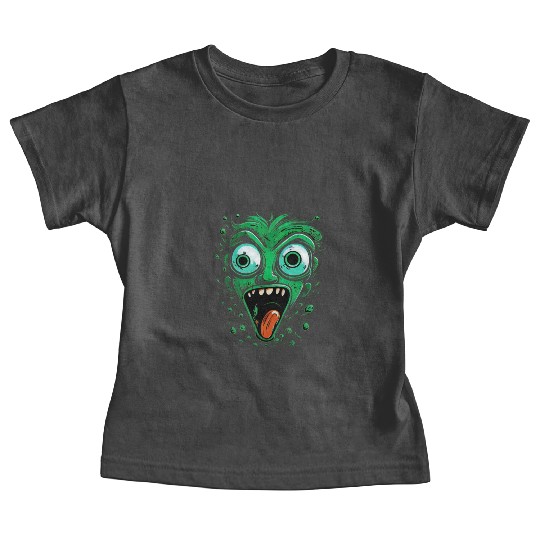 Funny Green Crazy Face Eyes Game Gaming Baby Tees