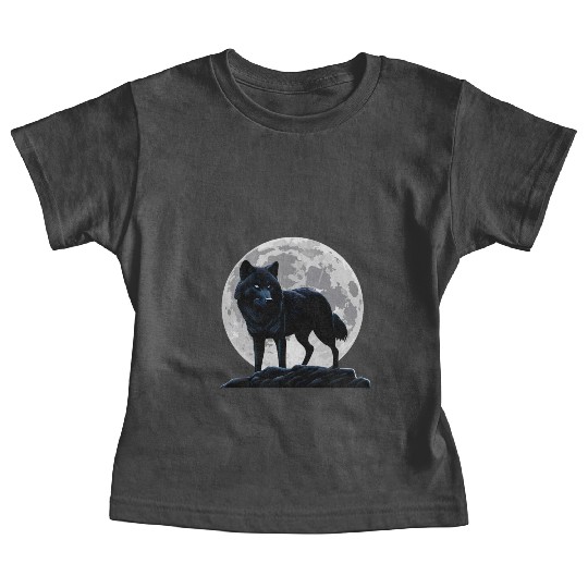 Wolf howling at the moon graphic Baby Tees