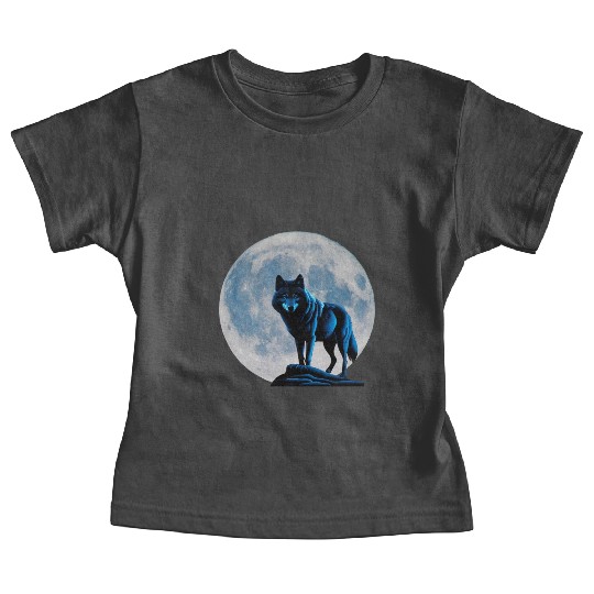 Wolf howling at the moon graphic Baby Tees