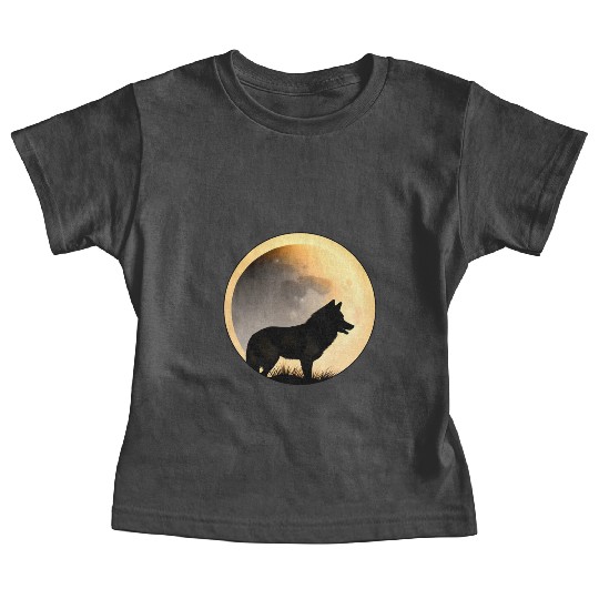 Wolf howling at the moon graphic Baby Tees