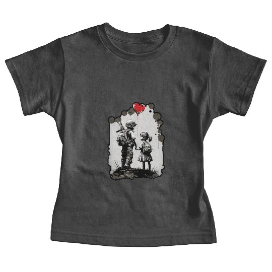 Girl and Boy Soldier War Peace Ukraine Heart Love Baby Tees