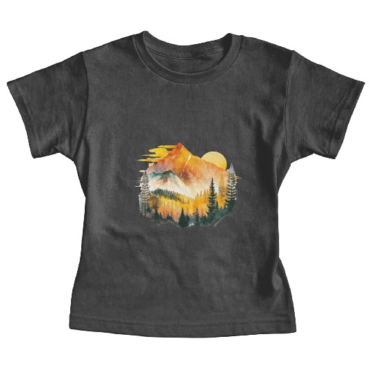 Watercolor Mountains Nature Hiking Explore Wild 3 Baby Tees