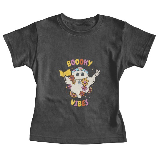 Reading Teacher Halloween Groovy Floral Ghost Baby Tees