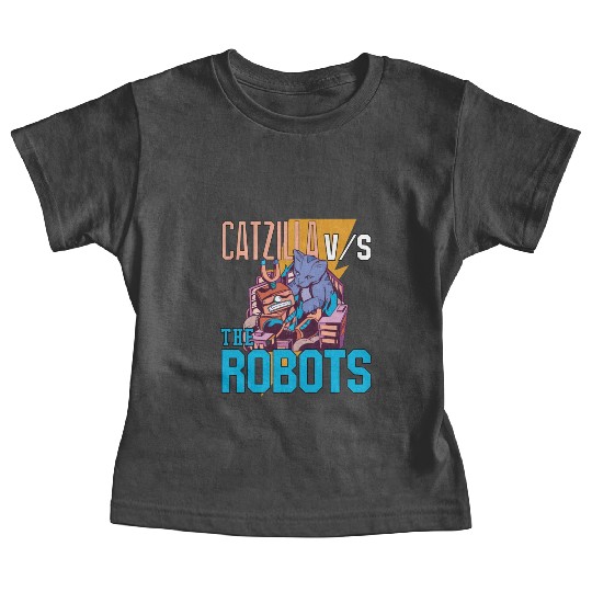 Catzilla Versus Robot Baby Tees