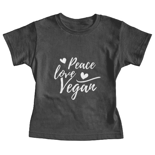 Peace, Love, Vegan with hearts Baby Tees