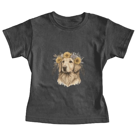 Golden Retriever Flower Crown Pet Dog Breed Floral Baby Tees