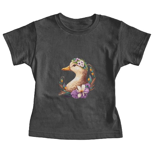Flower Crown Duck Floral Farm Animal Pet Baby Tees
