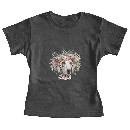 Cute Dalmatian Flower Crown Pet Dog Breed Puppy Baby Tees