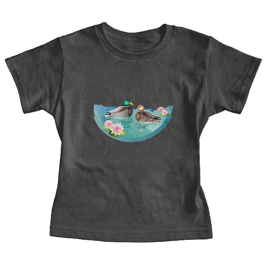Duck couple in a duck pond with water lilies Baby Tees