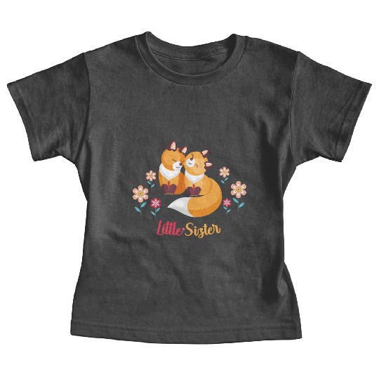 Cute Fox Siblings Gift for Little Sister Baby Tees