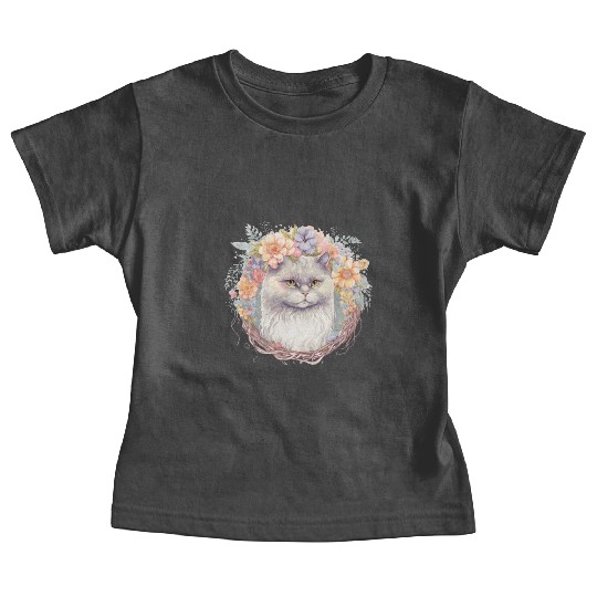 Cute Persian Cat Flower Crown Cats Pet Kitten Baby Tees