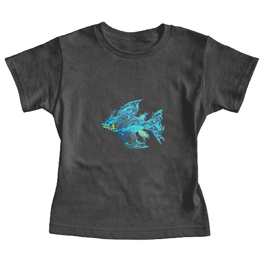 Blue T Tattoo Fish music yellow Baby Tees