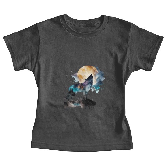 Mountain Wolf Multicolor Watercolor Portrait Baby Tees
