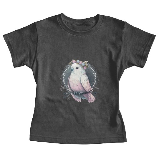 Artistic White Parakeet Budgie Bird Flower Crown P Baby Tees