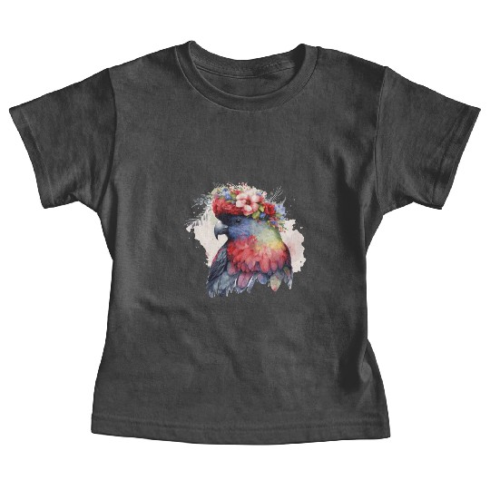 Watercolor Lorykeet Parrot Red Lory Bird Flower Cr Baby Tees