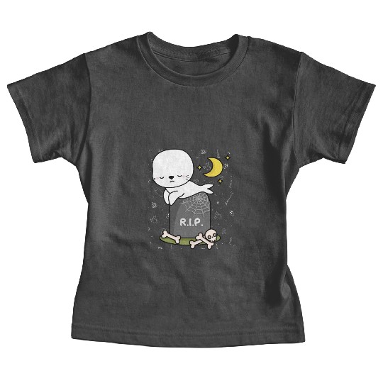 Boo Cute Seal Halloween design trick or treat RIP Baby Tees