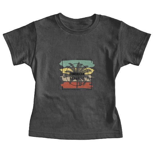 Dominican Republic Palm Tree Retro Artistic Baby Tees
