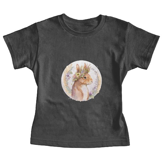 Floral Squirrel Flower Crown Watercolor Animal Lov Baby Tees
