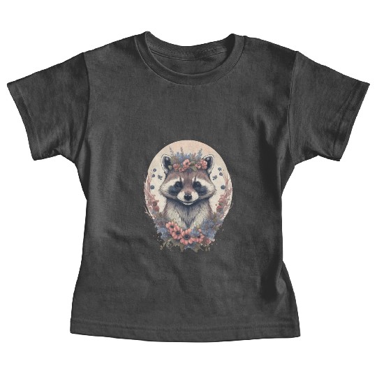 Cute Watercolor Racoon Flower Crown Boho Aesthetic Baby Tees