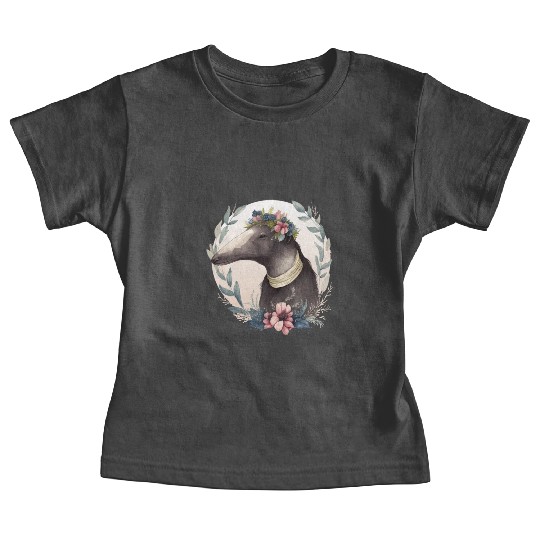 Watercolor Anteater Flower Crown Floral Anteaters Baby Tees