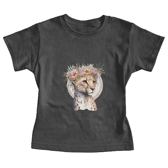 Cute Cheetah Flower Crown Boho Aesthetic Baby Tees
