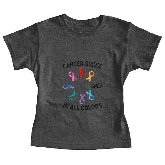 Cancer Sucks In All Colors Cancer Awareness Ribbon Baby Tees
