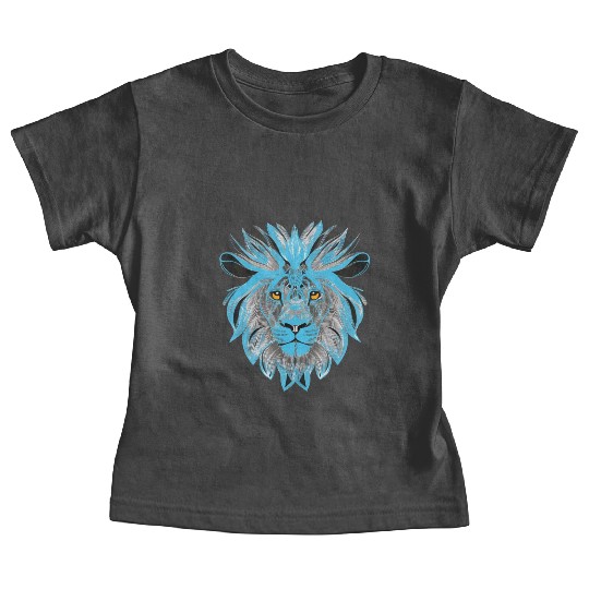 Lion Art Design Portrait Illustration Petrol blue Baby Tees