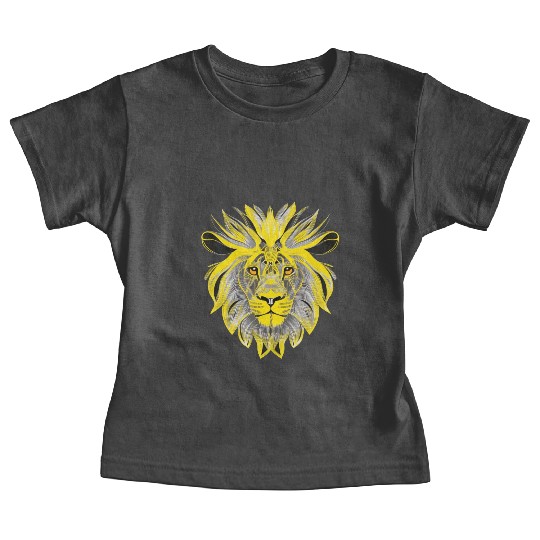 Lion Art Design Portrait Illustration yellow Baby Tees