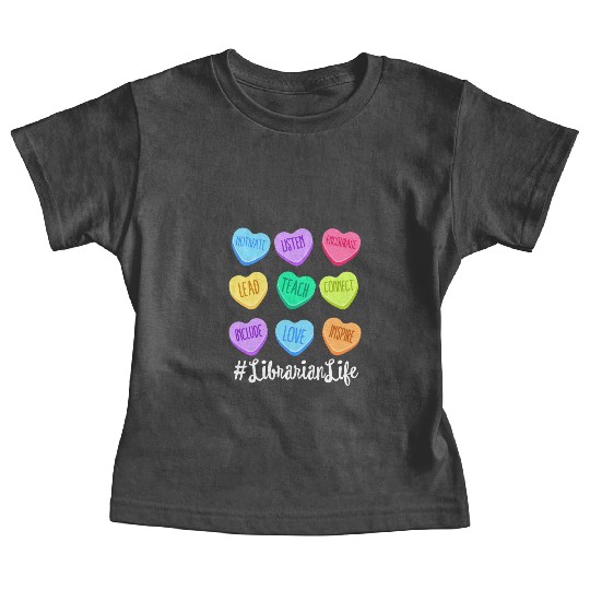 Librarian Life Teacher Valentines Day Pastel Candy Baby Tees