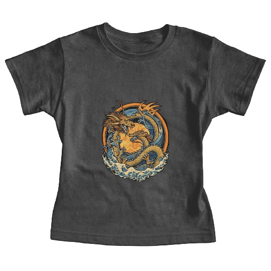 Vintage Japanese Dragon Sun Tattoo Design 1 Baby Tees