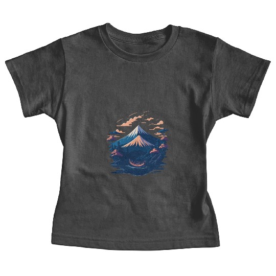 Serene Mount Fuji Sunset Peaceful River Scenery Baby Tees