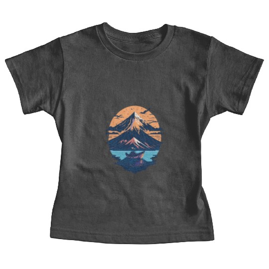 Serene Mount Fuji Sunset Peaceful River Scenery Baby Tees