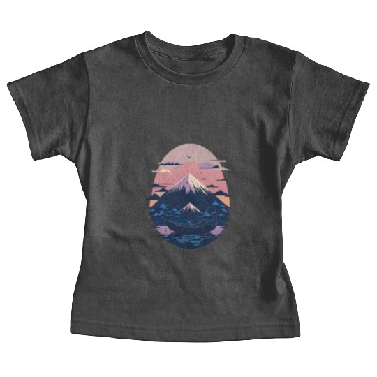 Serene Mount Fuji Sunset Peaceful River Scenery Baby Tees