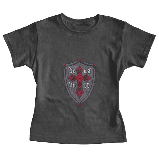 Deus Vult Cross on Shield Baby Tees