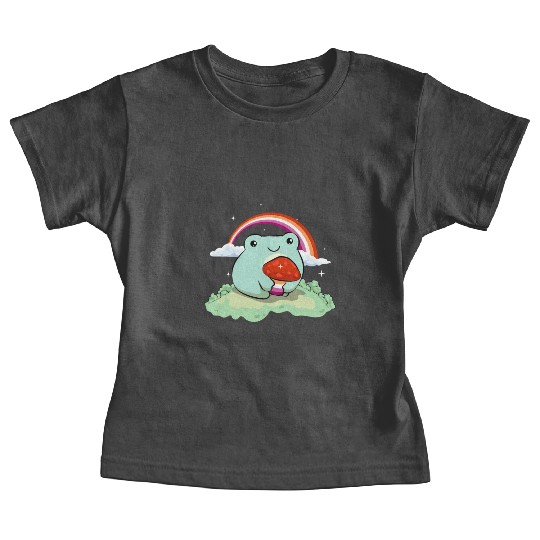 Lesbian Pride Flag Cute Frog Mushroom Subtle LGBTQ Baby Tees