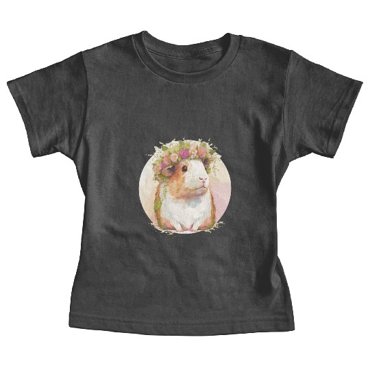 Cute Guinea Pig Flower Crown Floral Pet Rodent Lov Baby Tees